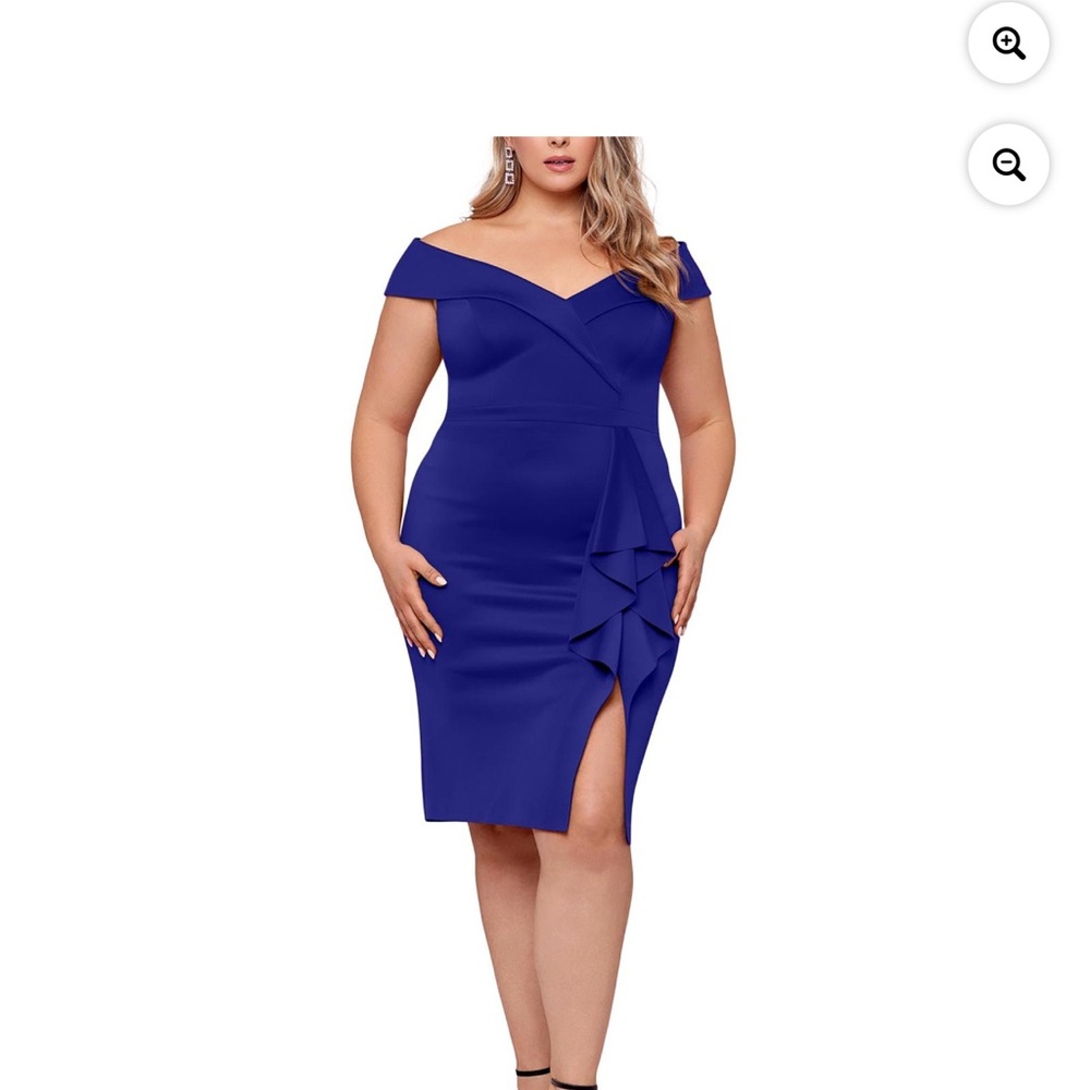 Xscape 16w Ruffled Sheath off- Shoulder Bodycon dress New with Tags